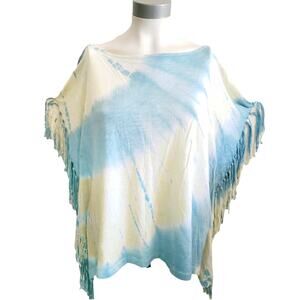 FREE PEOPLE Movement tie dye fringe boho poncho festival tee tshirt top Sz S NEW